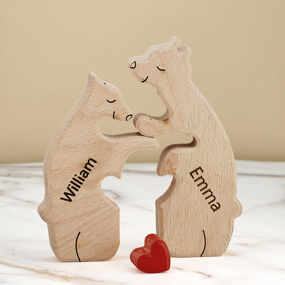 Famiglia di Orsi in Legno Personalizzata con Nomi