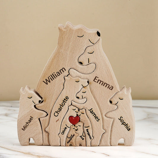 Famiglia di Orsi in Legno Personalizzata con Nomi